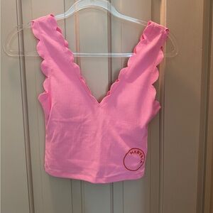 Marysia Swim Pink Scalloped Tank Top with integrated support for tennis